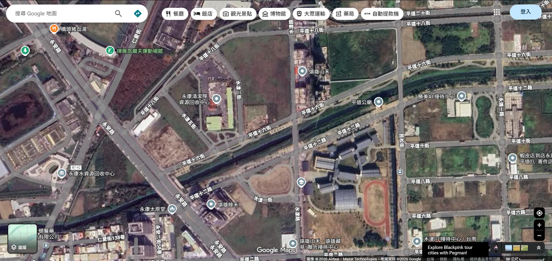 鹽行國中重劃區周邊環境衛星影像與設施分布